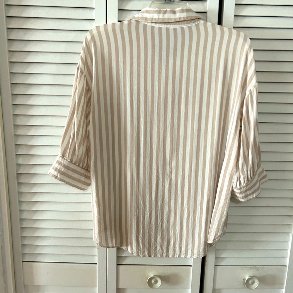 Striped Cream and White Women's Top - Picture 2 of 3
